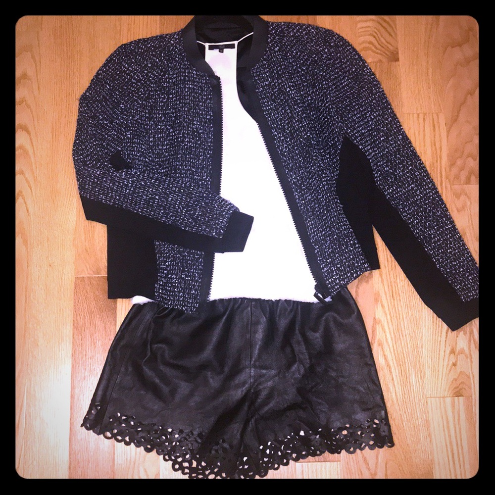 Elie Tahari Tweed Bomber Jacket (Like-New)
